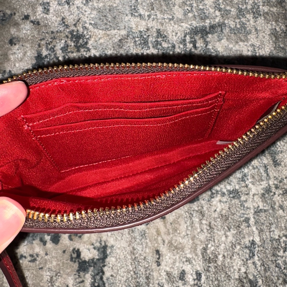 Coach Red and Brown Zip Pouch Wrislet - Picture 3 of 4
